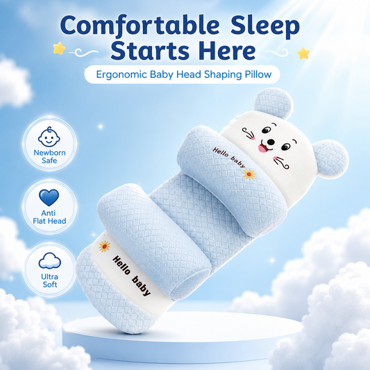 Baby Head Shaping Sleep Pillow | Newborn Anti-Flat Head Support Cushion