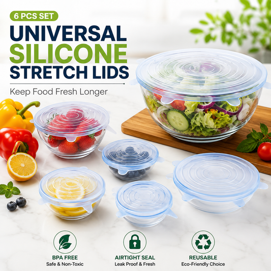 6 Pcs Silicone Stretch Lids Set | Reusable Food Covers